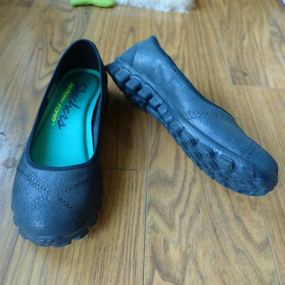 Skechers Shoes - New Skechers Mono Navy Comfort Flats Slight Metallic Sheen